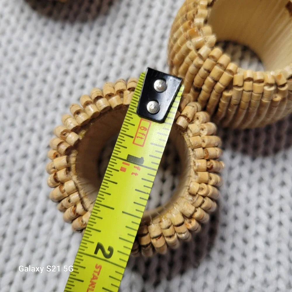 Vintage Natural Beaded Napkin Rings Set of 10 Boho Coastal Table Decor